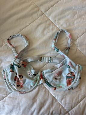 Abercrombie & Fitch Light Blue Printed Underwire Bikini Top